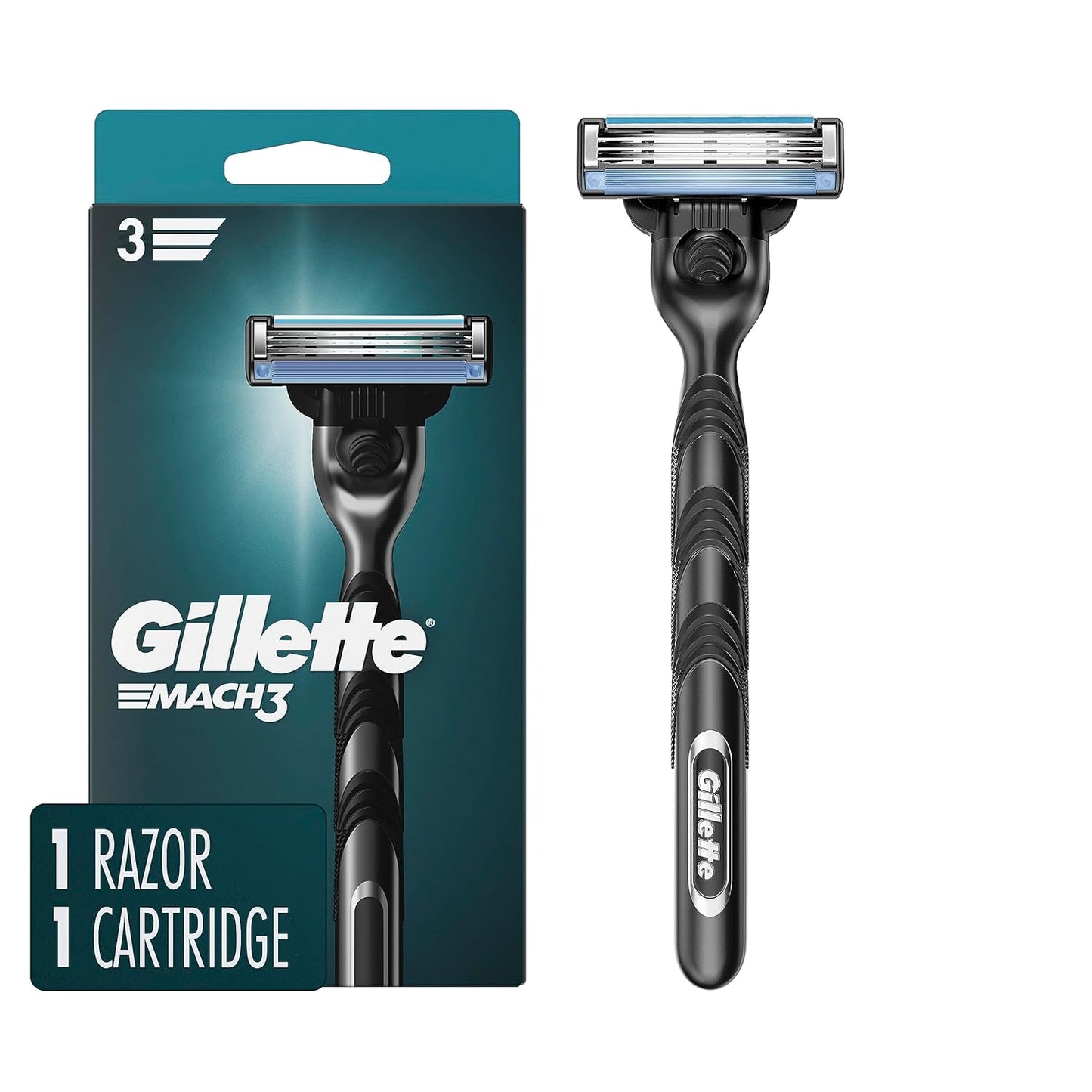 Gillette Mach3 razor and packaging on a white background