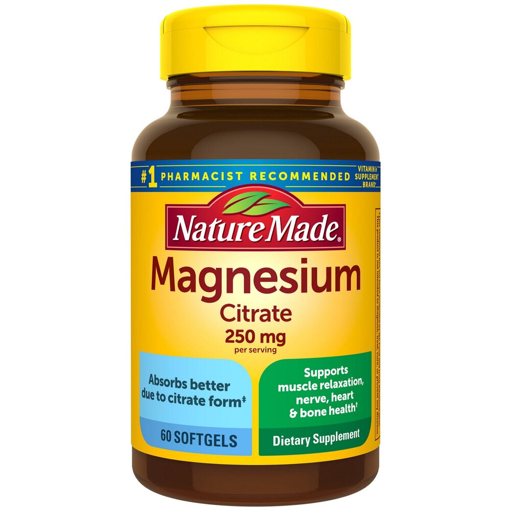 Nature Made Magnesium Citrate supplement bottle on a white background