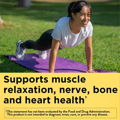 Woman exercising on a purple mat outdoors with text about health benefits.