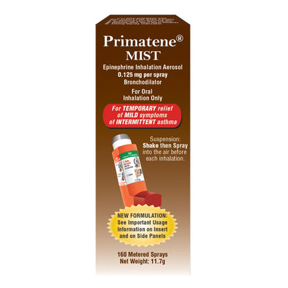 Box of Primatene Mist inhaler on a white background