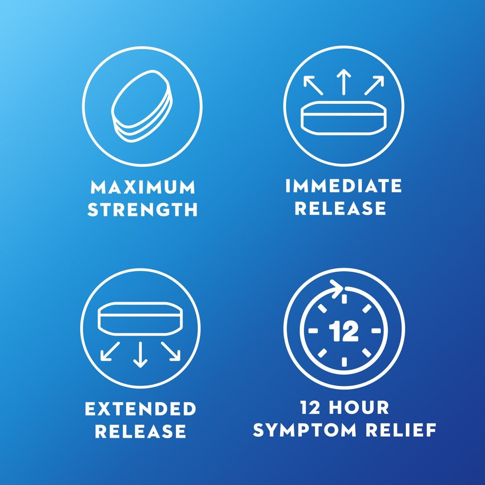 Illustrations of medication types on a blue background