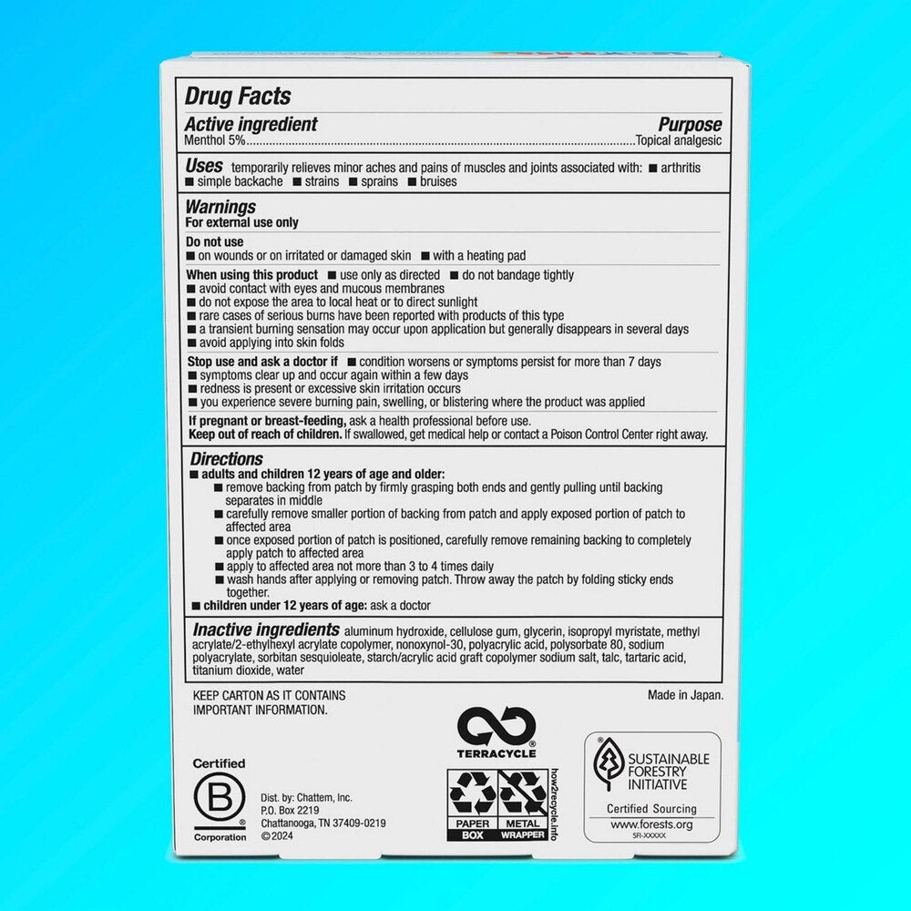 Drug facts label on a blue background