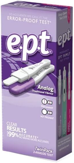 e.p.t. analog pregnancy test packaging on a white background