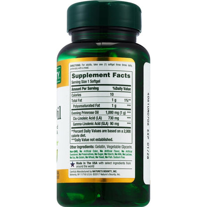 Nature's Bounty Evening Primrose Oil Softgels 1000mg