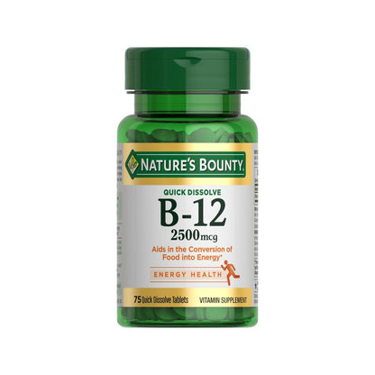 Nature's Bounty B-12 supplement bottle on a white background