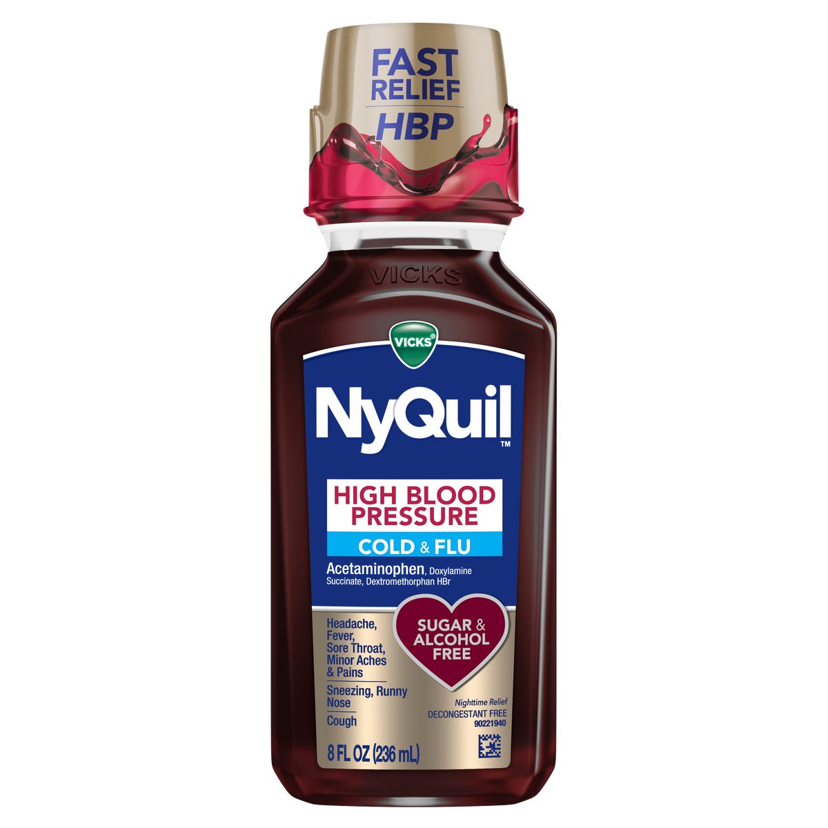 VICKS NYQUIL MAX STRENGTH HIGH BLOOD PRESSURE COLD & FLU