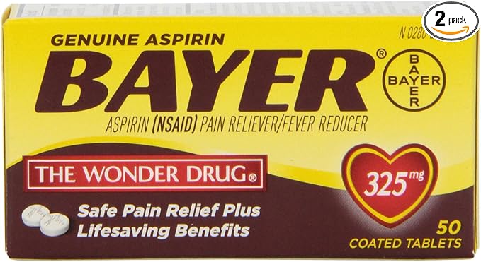 BAYER GENUINE ASPIRIN 325MG COATED TABLETS 50 CT