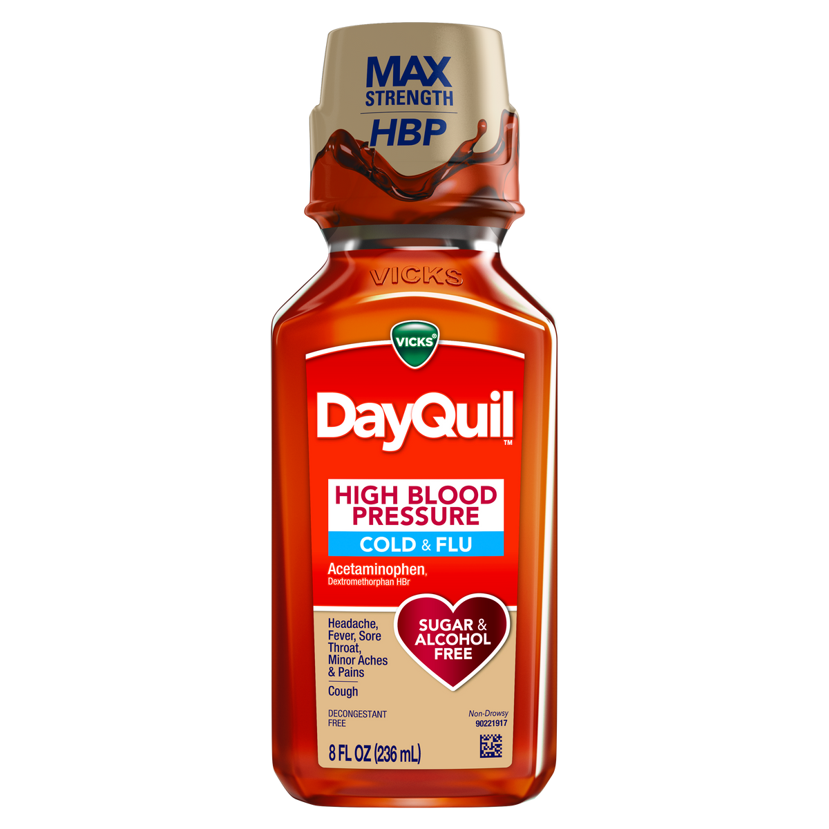 Vicks DayQuil High Blood Pressure Non-Drowsy Cold & Flu, 8 fl oz
