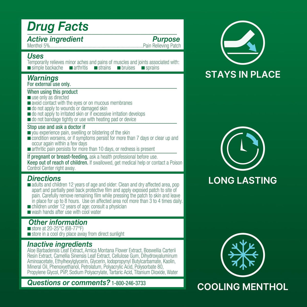 BIOFREEZE Cool The Pain Patches Large, 5.0 EA