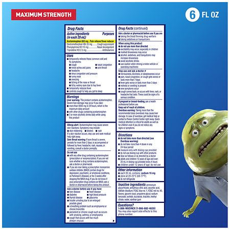 Mucinex Nightshift Maximum Strength Severe Cold & Flu, Nighttime Multi-Symptom Relief, 6 fl oz