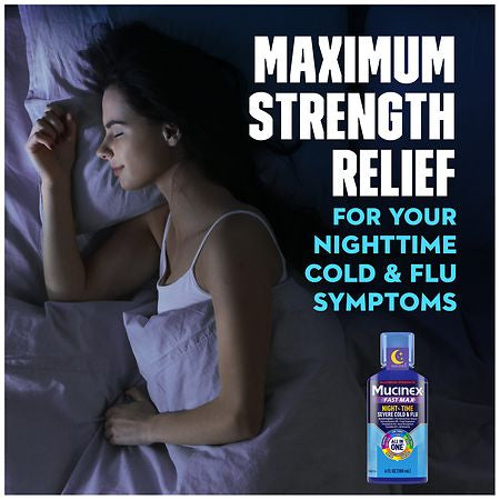 Mucinex Nightshift Maximum Strength Severe Cold & Flu, Nighttime Multi-Symptom Relief, 6 fl oz