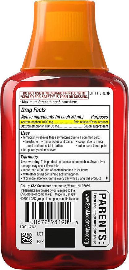 TheraFlu Max Strength Flu Relief Syrup, Honey & Elderberry, 8 fl oz