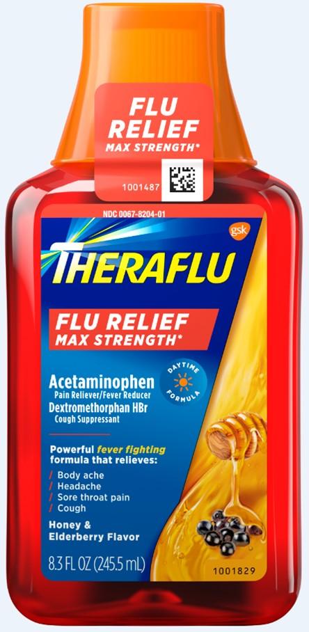 TheraFlu Max Strength Flu Relief Syrup, Honey & Elderberry, 8 fl oz