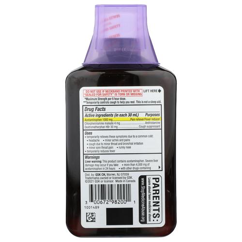 TheraFlu Max Strength Nighttime Flu Relief Syrup, Honey & Elderberry, 8.3 fl oz