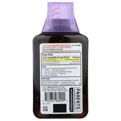 TheraFlu Max Strength Nighttime Flu Relief Syrup, Honey & Elderberry, 8.3 fl oz