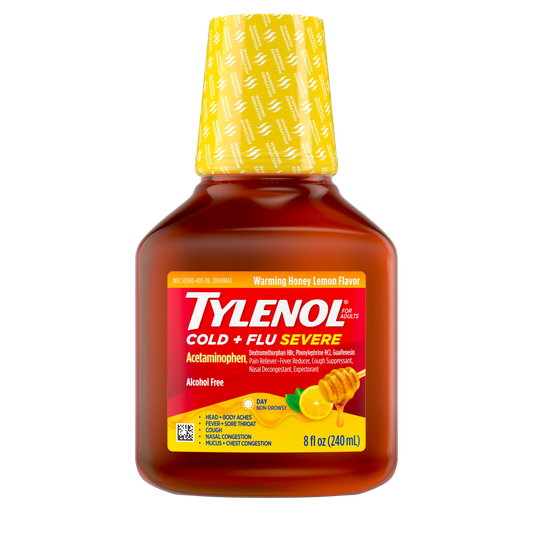 TYLENOL Cold + Flu Severe Flu Medicine, Honey Lemon, 8 fl oz