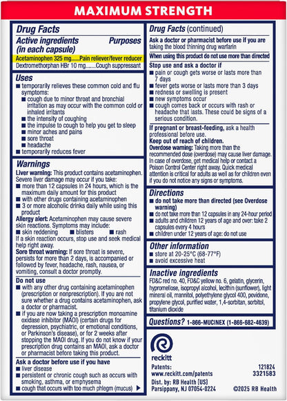 Mucinex Rapid+Clear Maximum Strength Cold & Cough Medicine, Rapid Release Liquid Gels, 16 Count