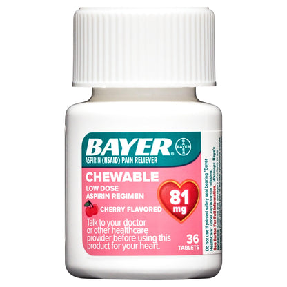 Bayer Aspirin 81 mg Chewable Tablets Cherry, 36 CT