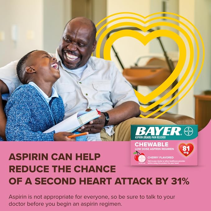 Bayer Aspirin 81 mg Chewable Tablets Cherry, 36 CT
